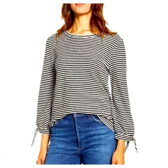 🔹️NWT ANA Olive & Cream Striped Tied Cuff Long Sleeve Sweater XLarge - Picture 1 of 8